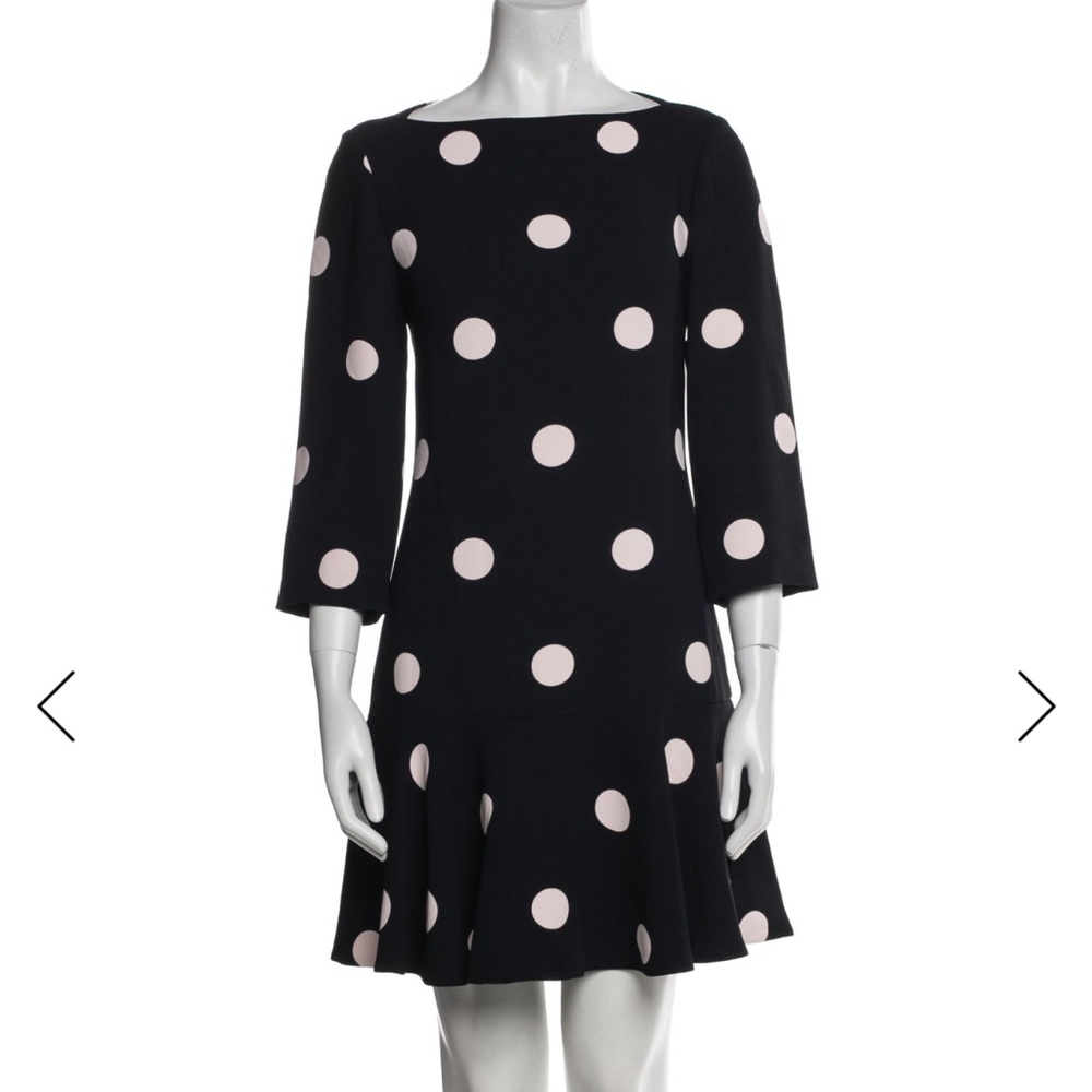 Kate Spade Navy & Light Pink Polka Dot Mini Dress with Boat Neck